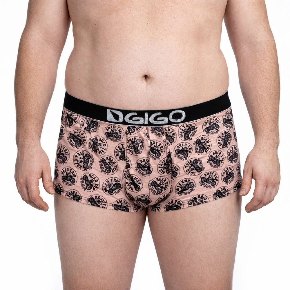 GIGO XL (36-39) Road Trip Boxer Brief Trunk Motorcycle Print Tan Black